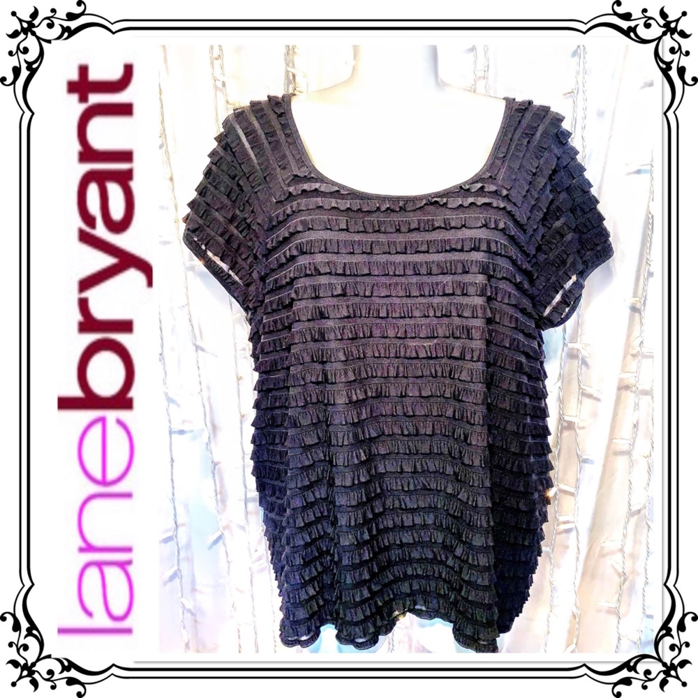 LANE BRYANT ⭐️ Black Tiered Ruffle Fashion Blouse